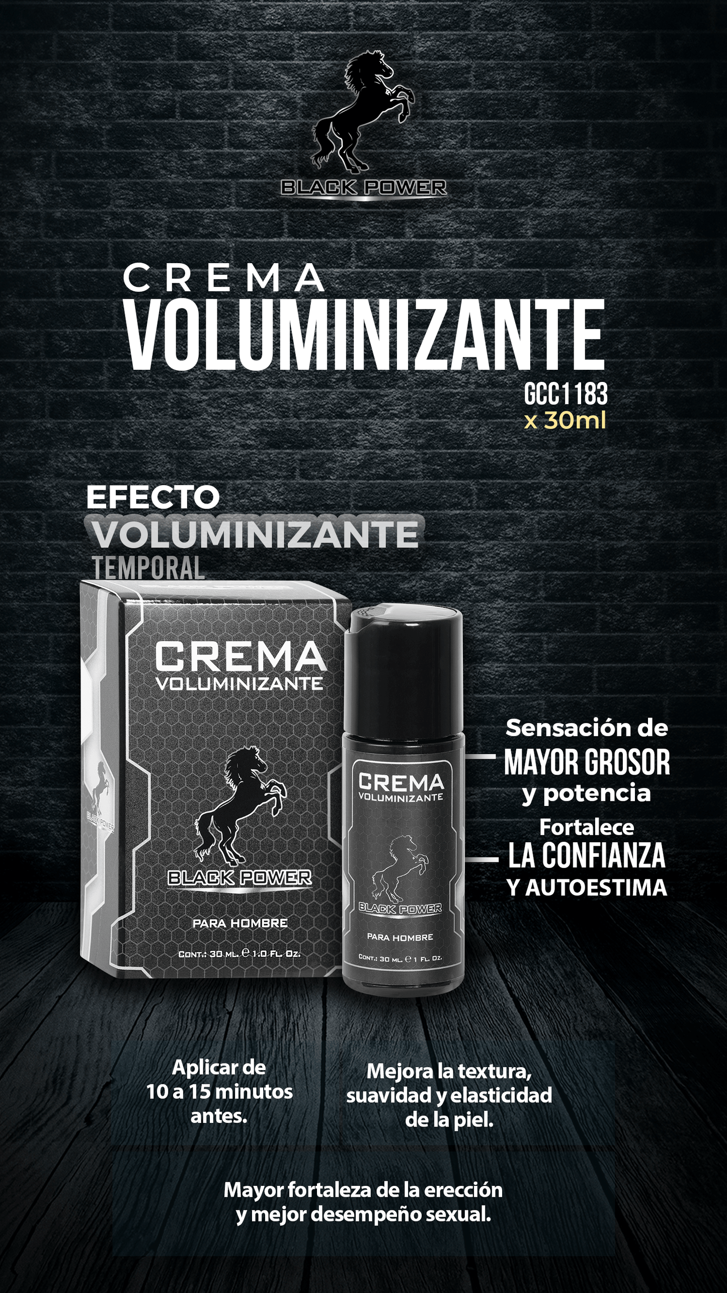 CREMA VOLUMINIZANTE POR 30 ML- POWER BLACK