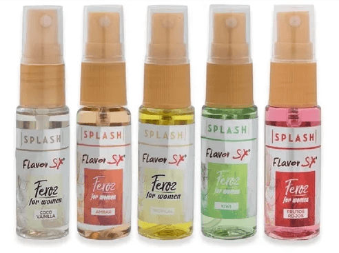LAS FEROMONAS SON UNA SUSTANCIA QUIMICA QUE LOS SERES VIVOS SEGREGAMOS DE FORMA NATURAL POR MEDIO DE LA TRANSPIRACIÓN. ESTOS SPLASH TIENEN UNA CARGA MAS ALTA DE FEROMONAS QUE PERMITEN INTENSIFICAR LA QUIMICA Y LA ATRACCION FISICA ENTRE DOS PERSONAS. AROMAS DULCES: AMBAR, FRUTOS ROJOS Y COCO VAINILLA AROMAS CITRICOS: KIWI MANGO Y FRUTOS TROPICALES AROMA PARA HOMBRE CON TONOS FRESCOS PRESENTACIÓN: 20 ML