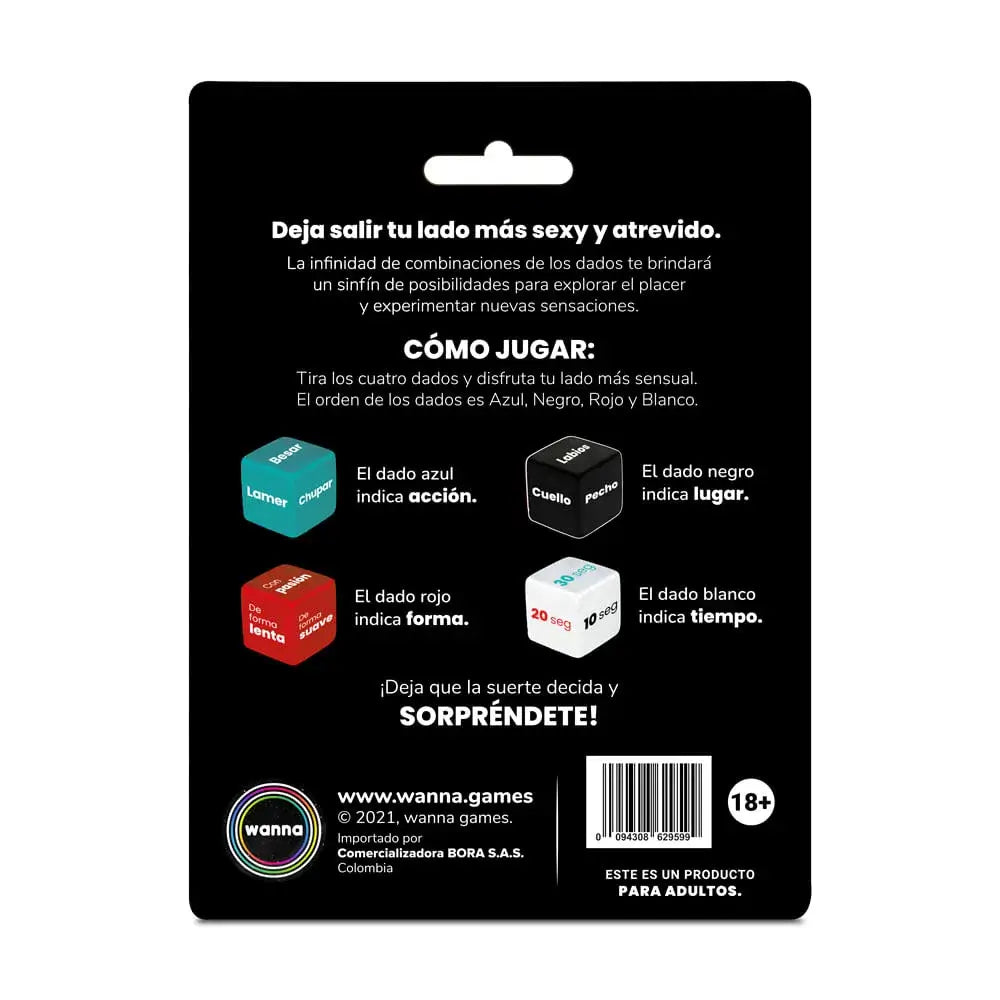 Saca el lado más sexy y atrevido con estos dados que lo llevarán a vivir el sexo al límite. Está compuesto por cuatro dados con características especificas para hacer de su velada, la mejor noche de todas.