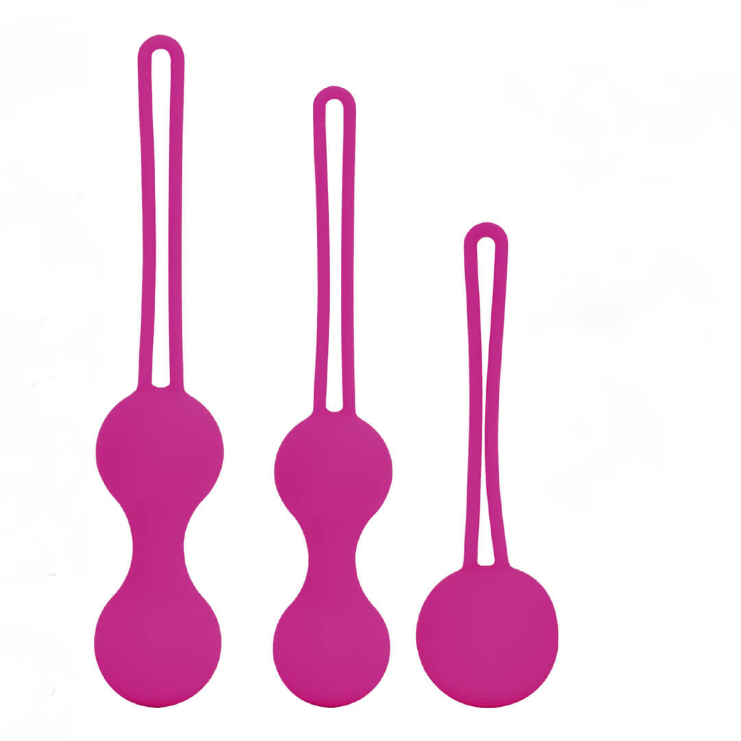 LAS BOLAS KEGEL AYUDAN A FORTALECER Y REHABILITAR EL SUELO PÉLVICO. FABRICADAS EN SILICONA MÉDICA, APRUEBA DE AGUA, CONTIENEN MAGNETOS INTERIORES QUE GENERAN VIBRACIÓN POR MOVIMIENTO, SON SEGURAS Y FÁCILES DE USAR. SET DE 3 PESOS (36-60 gr) COLOR: ROSADO - MORADO