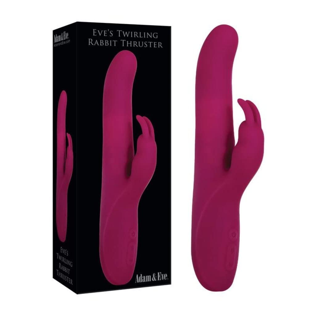 Descubre nuevas sensaciones con el Adam &amp; Eve Twirling Rabbit Thruster. Este vibrador combina la clásica forma de conejo con una función de rotación y empuje que ofrece una estimulación profunda y envolvente. Fabricado con silicona segura para el cuerpo, es suave al tacto y cómodo de usar. Con múltiples modos de vibración, rotación y empuje, puedes personalizar tu experiencia para alcanzar el máximo placer