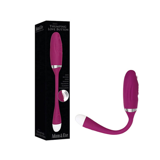 Descubre el placer intensificado con el estimulador Adam &amp; Eve Thumping Love Button. Este juguete innovador está diseñado para proporcionar una estimulación profunda y rítmica gracias a su función de pulsación única. Fabricado con silicona suave y segura para el cuerpo, ofrece una experiencia cómoda y placentera..