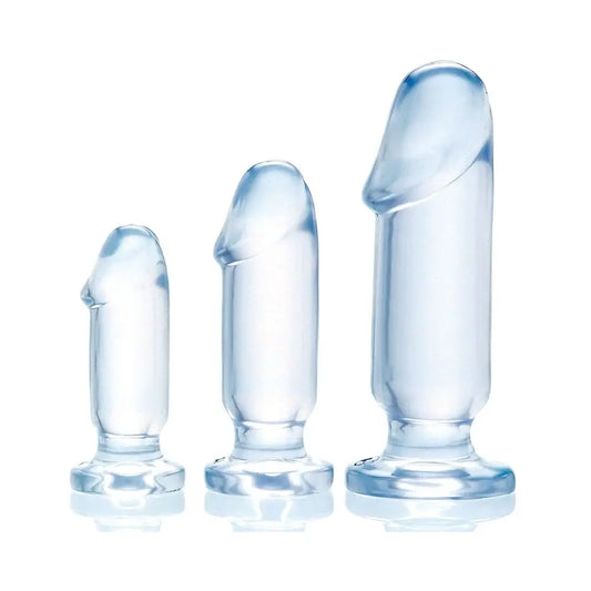El juego de 3 tapones anales graduados tiene el tamaño y la forma adecuados para el entrenamiento anal. Ultra flexibles para mayor comodidad, los tapones son lo suficientemente firmes para una fácil inserción con cabezas de forma realista para una experiencia realista. Con bases de ventosas de seguridad. Los tamaños graduados te permiten trabajar hacia arriba
