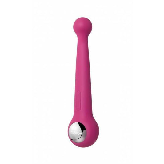 ESTIMULADOR CON DOS EXTREMOS, UNO TE SIRVE PARA ESTIMULACIÓN CLITORIAL Y EL OTRO PARA ESTIMULACIÓN VAGINAL. FABRICADO EN SILICONA MÉDICA HIPOALERGENICA, RECARGABLE, FLEXIBLE. CUENTA CON 5 RITMOS DE VIBRACIÓN QUE AUMENTAN Y DIMINUYEN SU INTENSIDAD.