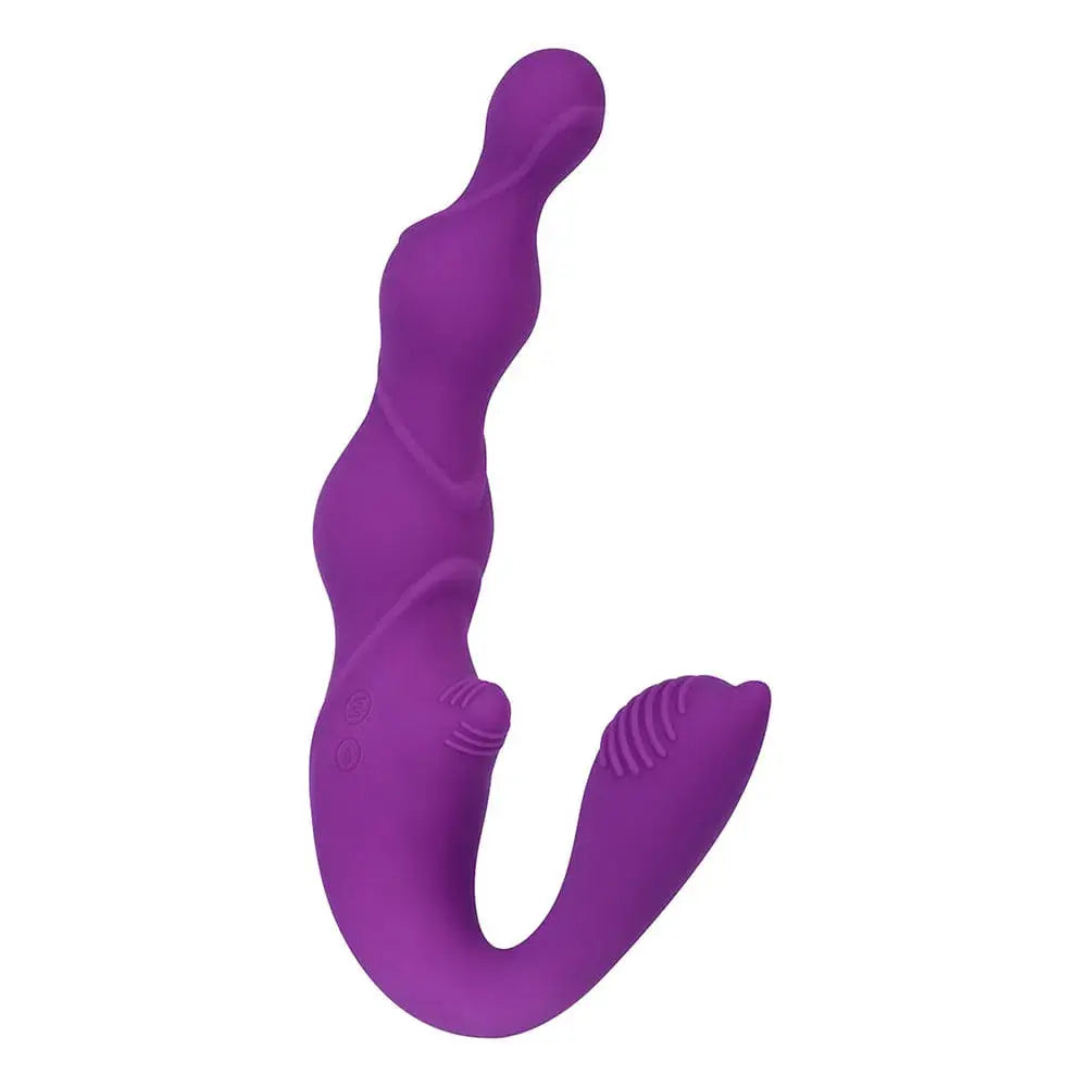 &nbsp;Está especialmente diseñado para amantes lesbianas que buscan una alternativa creativa al arnés tradicional.&nbsp;Un vibrador dual único con tres motores separados, ofrece muchas opciones de manos libres para la penetración y estimulación de las tres zonas erógenas principales, con motor de clítoris separado, punta de punto G acanalada y opciones anales graduadas.