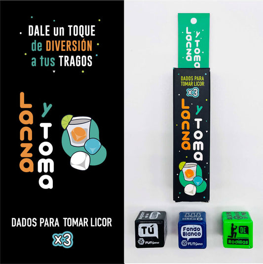 DALE UN TOQUE DE DIVERSIÓN A TUS TRAGOS  LANZA, TOMA, HAZ LA PRUEBA QUE TE TOCA Y DIVIERTETE!  DADOS PARA TOMAR LICOR