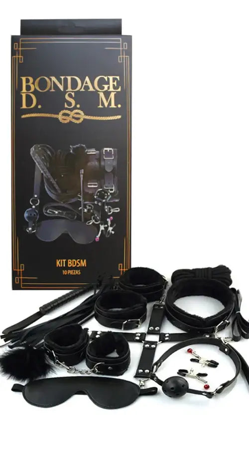 ¿No sabes como complacer a tu pareja en una ocasión especial? ¡Sorprende a tu pareja con este a kit fetiche de 10 piezas! Este kit es perfecto para dejar a tu&nbsp;pareja&nbsp;con la boca abierta y sorprender de la forma que más le gusta, tendrá ganas de acostarse contigo como nunca; ten una noche llena de placer y dale lo que le hace falta a tu vida sexual, y ¿Por qué no complementar este kit con un seductor disfraz? Es perfecto para comenzar en el Bondage