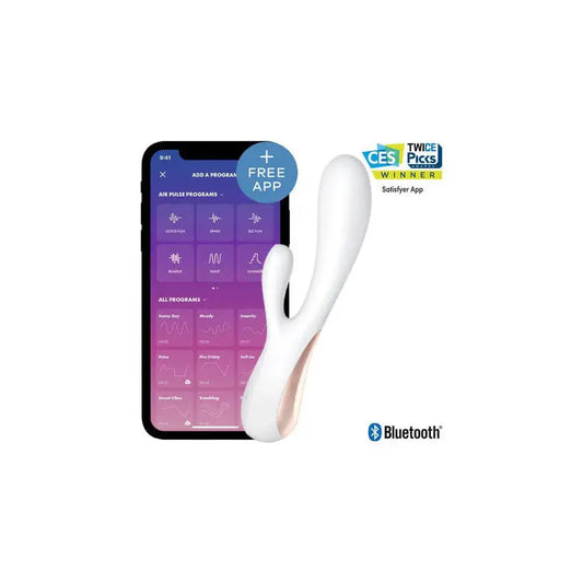 Sus vibraciones sensuales e infinitas posibilidades de control por medio de la App gratuita&nbsp;Satisfyer Connect, convierten a este vibrador de conejo en uno de los favoritos de su categoría.&nbsp;Puede controlar el Mono Flex de forma remota y también puede crear nuevos programas de vibración o vincular el vibrador con su lista de reproducción favorita en Spotify.