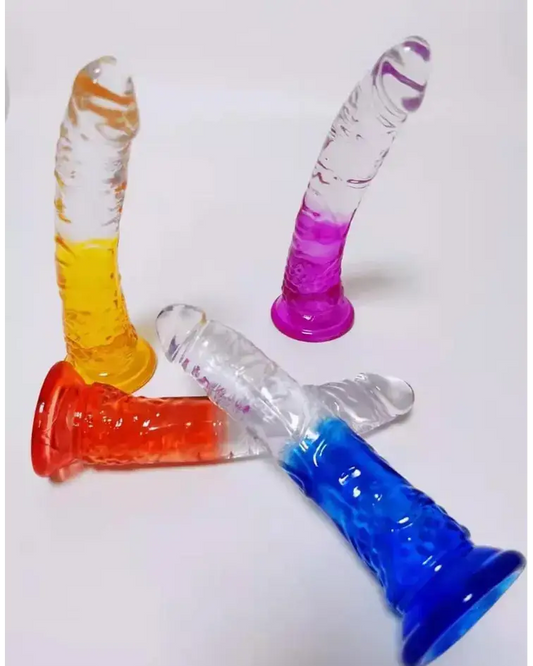 DILDOS DE ASPECTO REAL SIN TESTICULOS, FABRICADO EN JELLY MATERIAL MUY SUAVE ALL TACTO, FLEXIBLE Y MOLDEABLE
